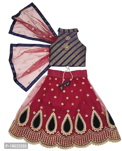 KRISHNAV ENTERPRISE GIRLS READYMADE LEHENGA CHOLI (11-12 Years, Maroon)