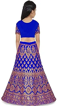 KRISHNAV ENTERPRISE Taffeta Silk Semi-Stitched Lehenga Choli for Girl's (Light blue, 4-5 Years)-thumb1