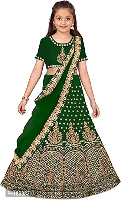 krishnav enterprise semi stitched lehenga choli 4-15 (13-14 Years, green)