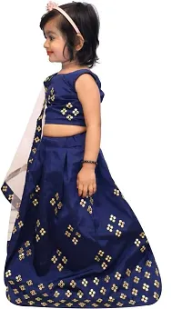 krishnav enterprise kids tafeta silk lehenga choli (2-3 Years, blue)-thumb2