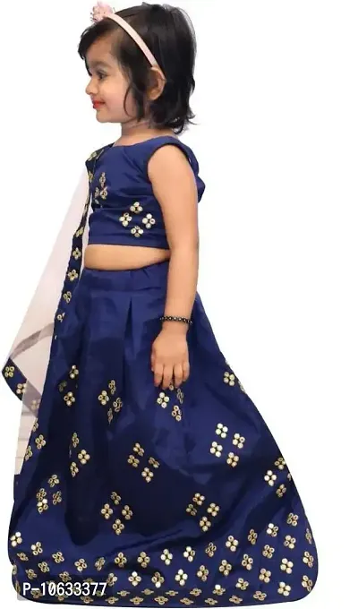 krishnav enterprise kids tafeta silk lehenga choli (2-3 Years, blue)-thumb3