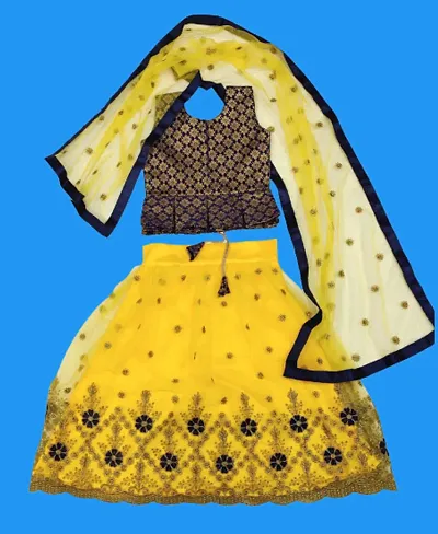 Net Lehenga Choli Dupatta Set