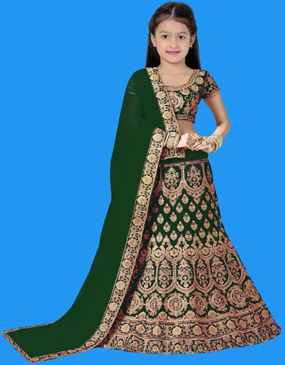 Embroidered Semi Stitched Lehenga Choli and Dupatta Set