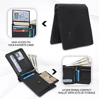 MAG BEE LEATHERS Genuine Leather Wallet for Mens- 02 Currency Compartments 01 Currency Clipper 01 Hidden Pocket 3Credit Card Slots (Black)-thumb3