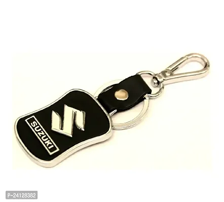 eShop24x7 Suzuki BLACK Leather Keychain Key Chain-thumb2