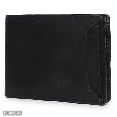 MAG BEE LEATHERS Genuine Leather Wallet for Mens- 02 Currency Compartments 01 Hidden Pocket 6Credit Card Slots 1 one Card Holder (Black)-thumb0