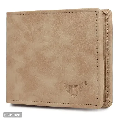 MAG BEE LEATHERS Genuine Leather Wallet for Mens- 02 Currency Compartments 01 Currency Clipper 01 Hidden Pocket 5Credit Card Slots with Zip Lock (Beige)-thumb0