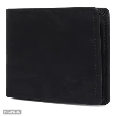 MAG BEE LEATHERS Genuine Leather Wallet for Mens- 02 Currency Compartments 01 Currency Clipper 01 Hidden Pocket 5Credit Card Slots with Zip Lock (Black)