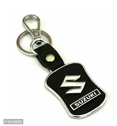 eShop24x7 Suzuki BLACK Leather Keychain Key Chain-thumb0