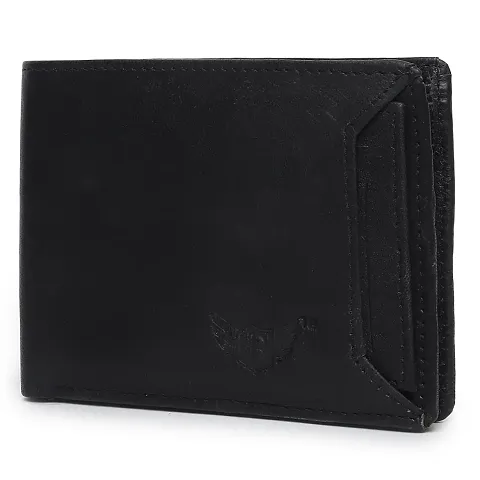 MAG BEE LEATHERS Genuine Leather Wallet for Mens- 02 Currency Compartments 01 Currency Clipper 01 Hidden Pocket 5Credit Card Slots with Zip Lock (Black)