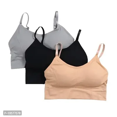 Stylish Multicoloured Cotton Blend Solid Bras For Women Pack Of 3-thumb0