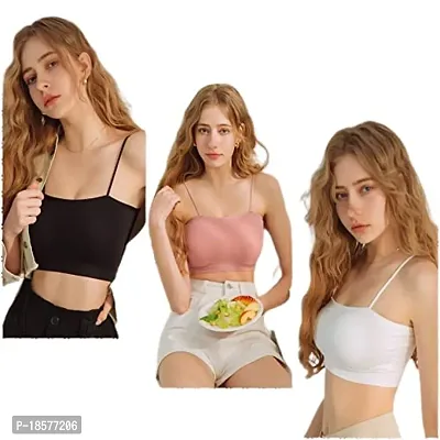 Stylish Multicoloured Cotton Solid Bras For Women Pack Of 3