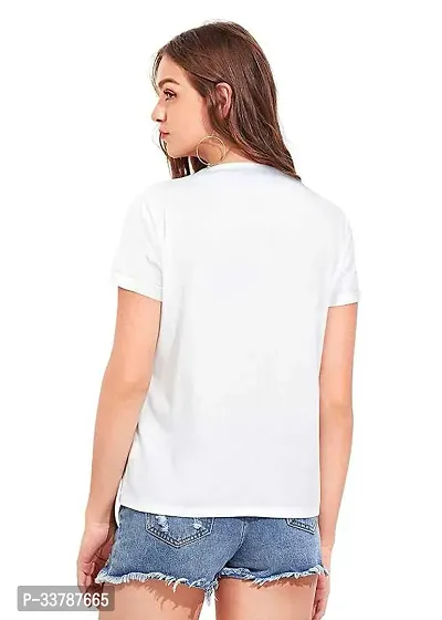 Elegant White Polyester Printed Tshirt For Women-thumb2