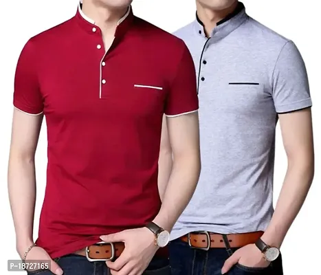 Classic Cotton Blend Solid Tshirt for Men, Pack of 2-thumb0