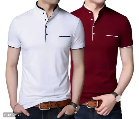 Classic Cotton Blend Solid Tshirt for Men, Pack of 2-thumb0