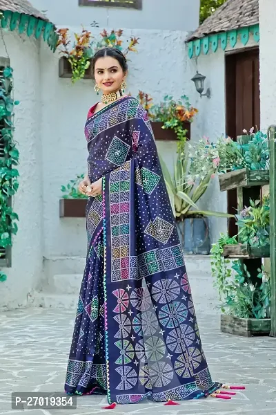 Stylish Multicoloured Cotton Silk Digital Print Saree With Blouse Piece For Women-thumb2