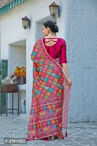 Stylish Multicoloured Cotton Silk Digital Print Saree With Blouse Piece For Women-thumb4