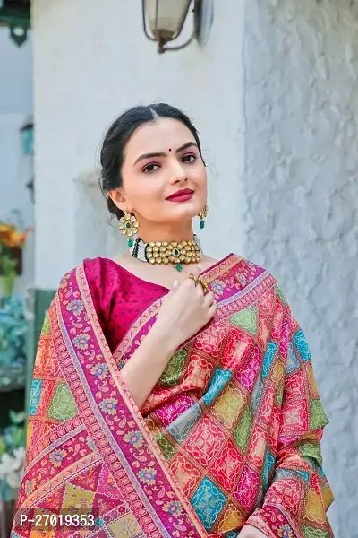 Stylish Multicoloured Cotton Silk Digital Print Saree With Blouse Piece For Women-thumb5