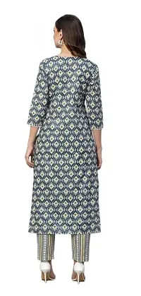 Stylish Green Cotton A-Line Printed Kuti With Pant For Women-thumb3
