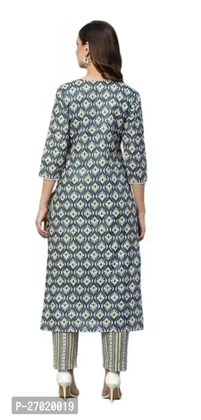Stylish Green Cotton A-Line Printed Kuti With Pant For Women-thumb4