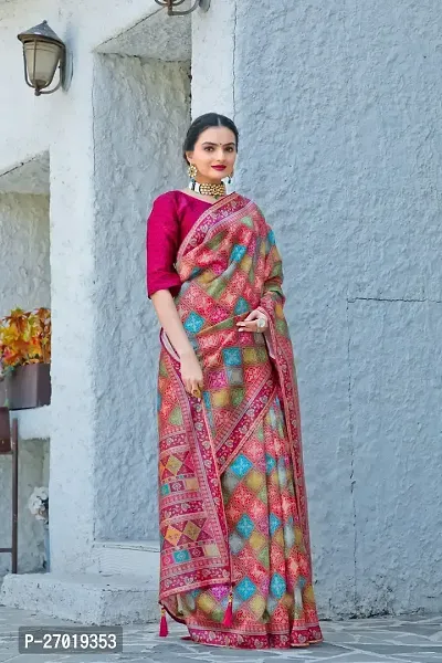 Stylish Multicoloured Cotton Silk Digital Print Saree With Blouse Piece For Women-thumb2