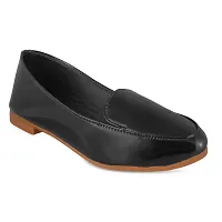 Classic Black Synthetic Patent Solid Bellies For Women-thumb1