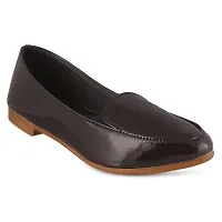 Classic Brown Synthetic Patent Solid Bellies For Women-thumb1