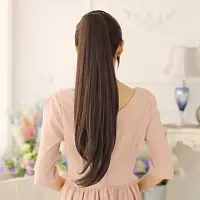 Natural Brown Straight Ribbon Ponytail Hair Extension-thumb1