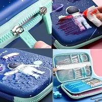 3D Space Design Embossed EVA Cover Stationery Pencil Pouch Case with Compartment Space Art EVA Pencil Box  (Set of 1, Dark Blue)-thumb1