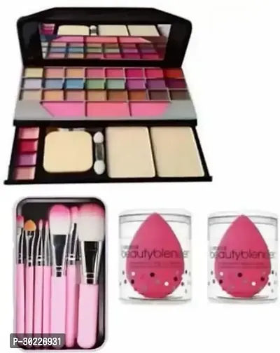 6155 makeup kit with 7 makeup pink brush set with 2 puff