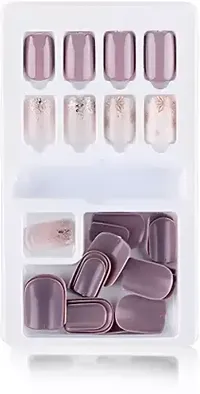 Nails 30 Pcs Ready Made Nails. (fake Nails-F635-11) Lavender  (pack of 30)-thumb3