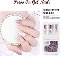 Nails 30 Pcs Ready Made Nails. (fake Nails-F635-11) Lavender  (pack of 30)-thumb1