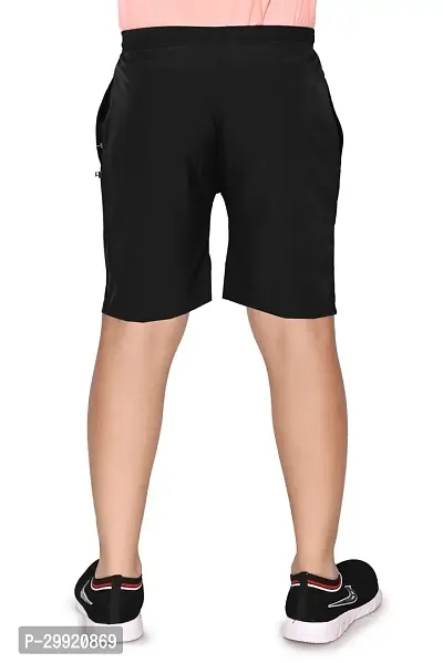 Elegant Black Solid Nylon Shorts For Men-thumb4