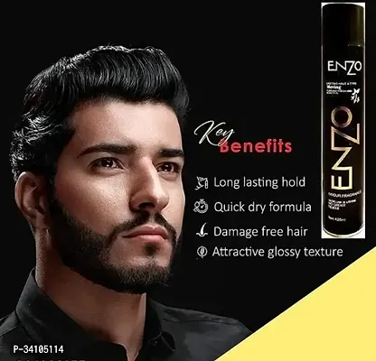 enzo Black Hair setting/Fixing spray long lasting with no greasy residue formula for Men and Women 420 ml-thumb2