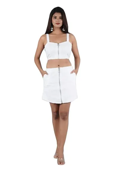 RANKERS LINKS PVT. LTD Top & Bottom sets High Waist Pencil Midi Skirt for Women - White(RNK-TBP1)
