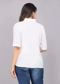 Rankers Women Half Sleeve Rayon Madrain Collar Shirt (Large, White)-thumb1