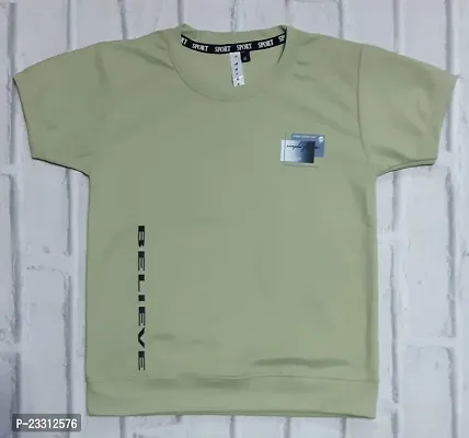 Stylish Green Cotton Printed Tees For Boys