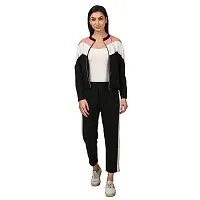 Pink white Black colorblock full tracksuit-thumb2