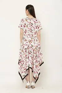 White floral print western wear dress for women-thumb1