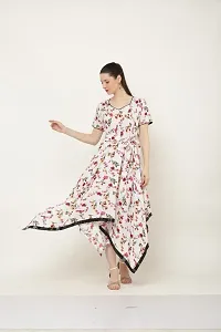 White floral print western wear dress for women-thumb2