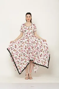 White floral print western wear dress for women-thumb4