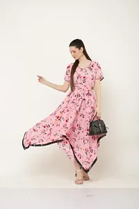 Pink floral print western wear dress for women-thumb2