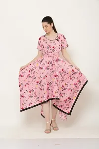 Pink floral print western wear dress for women-thumb1