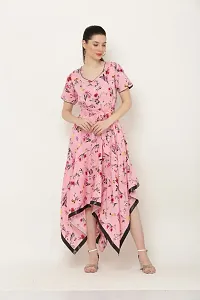 Pink floral print western wear dress for women-thumb4