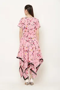 Pink floral print western wear dress for women-thumb3