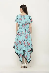 Blue floral print western wear dress for women-thumb1