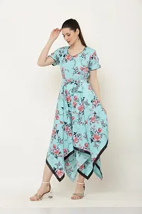 Blue floral print western wear dress for women-thumb4