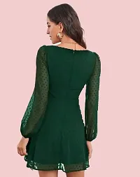 Graceful Elegant Green Georgette Buta Dress For Women-thumb2