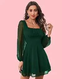 Graceful Elegant Green Georgette Buta Dress For Women-thumb1