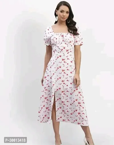 Graceful Printed Crepe Dress For Women-thumb0